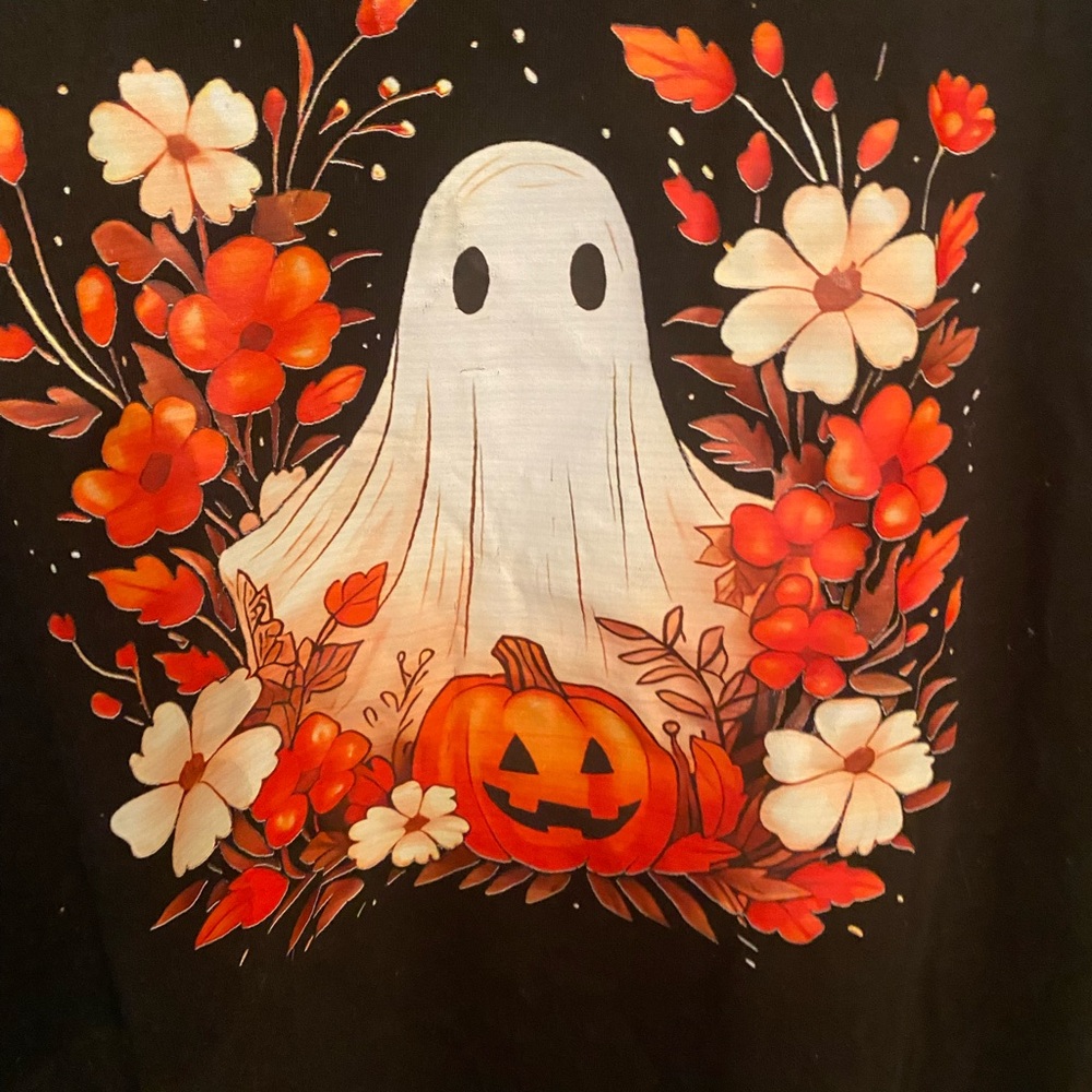 🎃 Women Black Halloween Ghost T-Shirt 🎃 - Picture 2 of 3